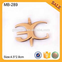 MB289 Personalizado metal logotipo selo Letra Logo Metal Badge Plate Metal Brand Logo